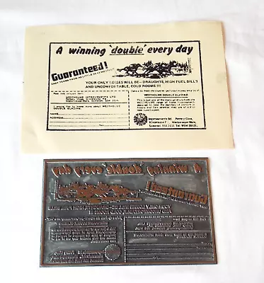 Vintage Letterpress Advertising Metal Printing Plate. Westholme Double Glazing • £14.99
