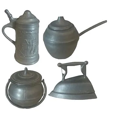 Vintage English Colonial Miniature 2” Pewter Pots Hot Iron Stein Mug England • $29