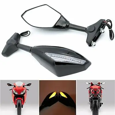 For Yamaha FZ6 FZ6R  FZR600R Black Rearview Side Mirrors With Turn Signal Light • $34.58