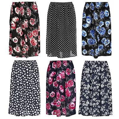  Women Ladies Summer Floral Print Skirt  Elasticated Waist Size 10-24 Length 27  • £12.99