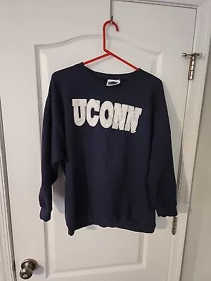 Vintage Uconn Decotex  Sweatshirt Crewneck Size XL Blue 90s. Made In Usa. J2 • $29.99