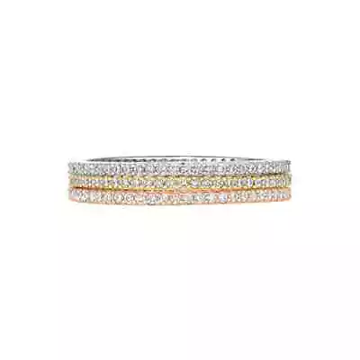 CRISLU Cubic Zirconia Stunning Tri Color Set Of Stackable Rings -NWT- 4mm-Sz 6 • $125