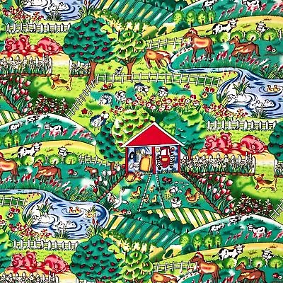 Novelty Farmyard Fat Quarter 100% Cotton Print Fabric -Ducks Cows Hens Horses • £3.49