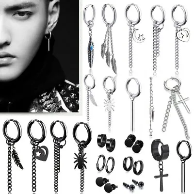 Fashion Punk Stainless Steel Street Gothic Ear Stud Earrings Women Men Hip Hop • $2.48