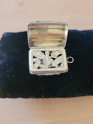 Beautiful Antique Solid Silver Vinaigrette C1917 With Fixing Ring Good Condition • $233.70