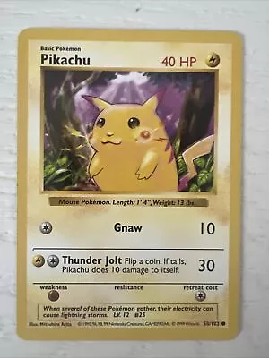 Pikachu 58/102 Shadowless Red Cheeks Pokemon Base Set Single Card WOTC • $34.99