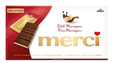 Storck Merci MARZIPAN Chocolates - 100 G ( 4 Bars Inside ) -FREE SHIPPING • $9.85
