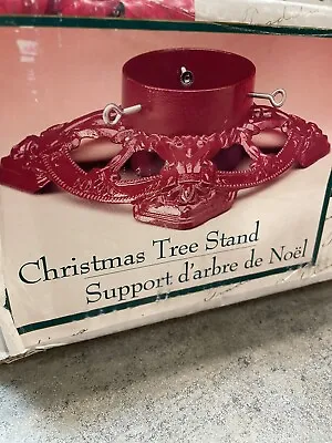 NEW Vintage Traditions Red Enamel Cast Iron Christmas Tree Stand Heavy Duty • $89.99