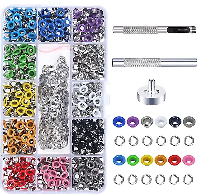DKINY 300Pcs Metal Eyelets Grommets Kit With Hole Punch And Setting Tools Eyelet • £10.30