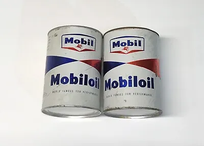 Vintage Quart Size Mobil Oil Cans (set Of 2) • $20