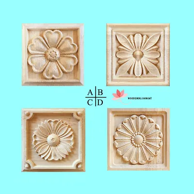 Wood Carved Square Rosette Applique- Section 3 • $6.80