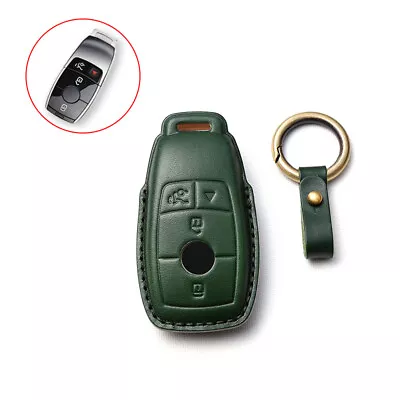 Leather Remote Key Fob Cover Case Shell For Benz E S Class W213 E300 4 Buttons • $23