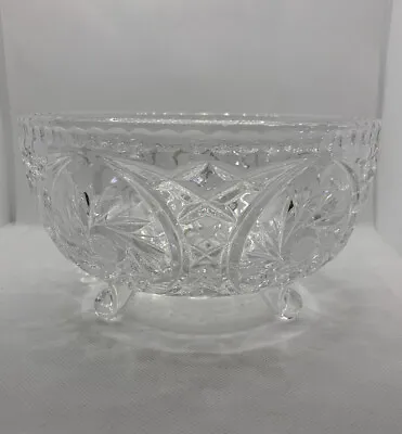 Pinwheel Crystal 3 Footed Fruit Bowl Bohemian Lead Glass Czech Republic 7  X 4  • $22.08