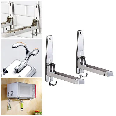 Wall Mount Microwave Oven Stand Bracket Kitchen Storage Holder Stainless Steel • £13.97