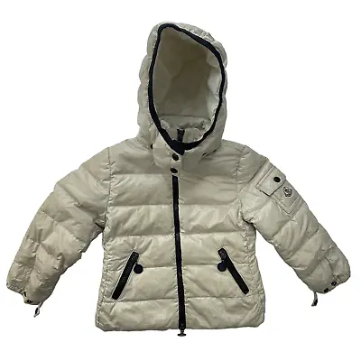 Moncler Toddler Cream Giubbotto Bady Puffer Jacket Hood Size 2 Years • $149.95