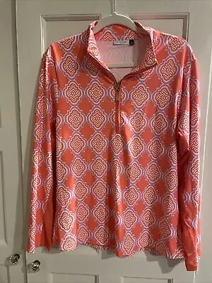 Cabana Life Women’s XL Orange Pink Long Sleeve Pullover EUC • $15.90