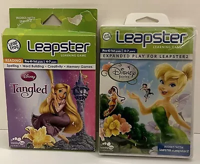 Lot Of 2 Leap Frog Leapster Learning Games Disney Fairies And Disney Tangled • $39.38