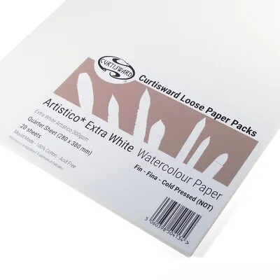 Fabriano Extra White Artistico Cold Pressed Watercolour Paper 380x280mm 20 Sheet • £31