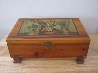 Vintage Cedar Jewelry Box Sewing Box Trinket Box Or Stationary Box • $19.90