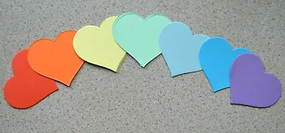 35 Rainbow Colour Heart Shaped Card Cut -Outs For Crafts 70mm X 62mm NEW • £1.60