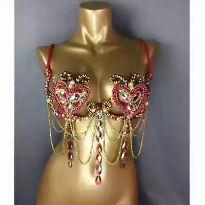 Samba Carnival Costume Top Bra Stone Belly Dancing WIRE BRA • £164.26