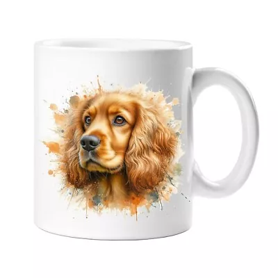 Cocker Spaniel Golden Dog Watercolour Splash Effect Gift Ceramic Mug Coffee Tee • £8.45