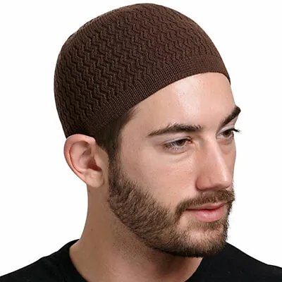 Men Islamic Ramadan Beanie Cap Knitted Muslim Prayer Hats Kippah Hats One Size • £3.59
