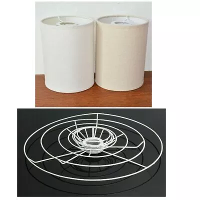 Circular Lampshade Kit 9.5-40cm Dia.+ E27 To E14 Adater Frame Light Shade DIY • £2.87