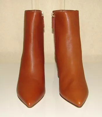 NIB J Crew Size 8 Warm Sepia Soft Basic Leather Pointy Toe Sadie Boots AB129 • $100