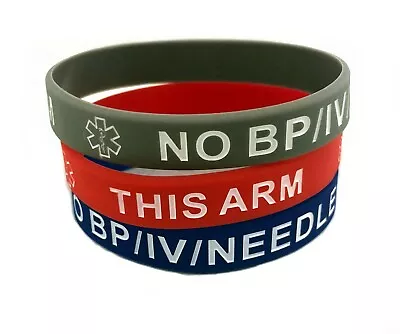 NO/BP/IV Needles This Arm Silicone Bracelet (Lot Of 2) RedBlueGray 2 Sizes! • $6.97