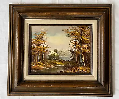 Vintage Original Oil Painting On Canvas Autumn Landscape 8x10 Signed Cameron • $49