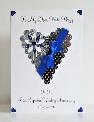 Sapphire 45th/65th Wedding Anniversary Card Wife/Husband Personalised (SAA51) • £10.99