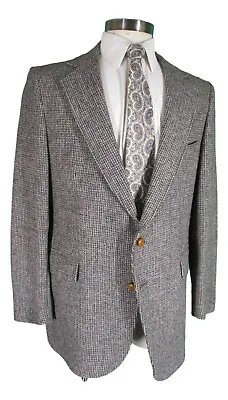 Harris Tweed Vtg Mens Grey Barleycorn 2 Btn Wool Blazer 42L • $78.17