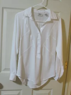 ECI NEW YORK  Size M White SHEER Blouse Top - Long Sleeve • $18.95