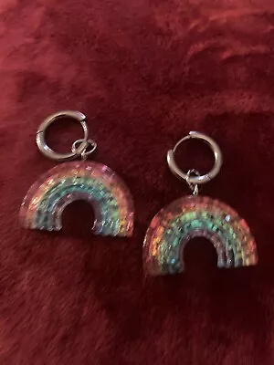 Rainbow Hoop Earrings Unique Gift  • £5.50