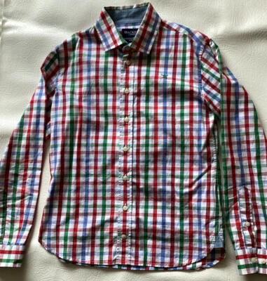 £10 • Buy Boys Hackett London 9-10 Yr Designer ShirtL/Sleeve Check Red Green Cotton Ex Con
