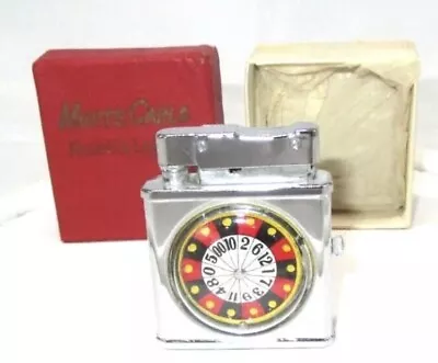 Vintage Montecarlo Roulette Wheel Lighter Original Box Japan Pocket Tobacciana • $149.99