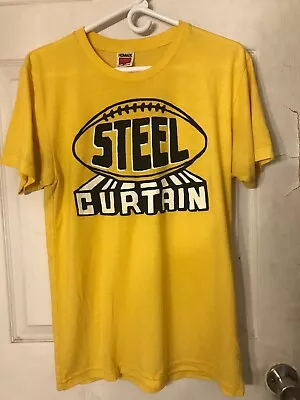 HOMAGE Retro Style PITTSBURGH STEELERS Yellow STEEL CURTAIN T-Shirt Men's M USA • $22.50