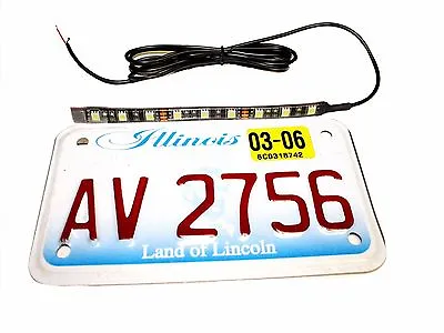 White LED Tag Lights Universal Motorcycle License Plate Strip Light Icon • $11.50