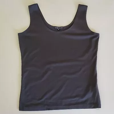 A'nue Ligne Tank Top Medium Charcoal Gray High Scoop Neck Sleeveless Pullover • $19.74