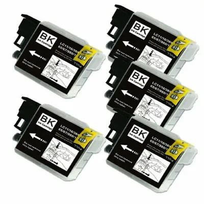 5 X Black Ink For Brother LC61 LC61BK  MFC-290C 490 DCP-585CW MFC-5890CN 6490CW • $11.95