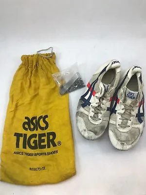 Vintage Retro Asics TIGER Sports Shoes Cloth Shoe Bag Yellow With Track Cleats • $40