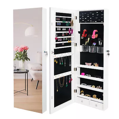 Jewelry Cabinet Jewelry Armoire Wall Door Mounted Jewelry Organizer Lockable • $81.58