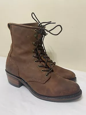 Vintage Santa Fe Boot Company Packer Logger Lace Up Boots Brown Women’s Sz 9 D • $69