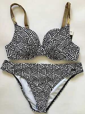 Naturana Underwired Bikini Set Size 10/32B Monochrome • £10