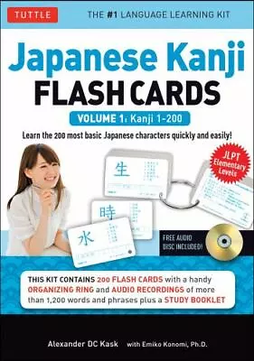 Japanese Kanji Flash Cards Kit Volume 1: Kanji 1-200: JLPT Beginning Level: Lear • $8.57