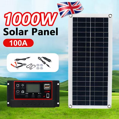 1000W Solar Panel Kit 100A Controller 12V Battery Charger Dual USB Caravan Boat • £24.85