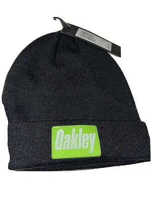 Oakley Patch Beanie Black With Rubber Patch New With Tags Knit Hat One Size • $31