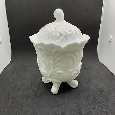 VTG Imperial Milk Glass Candy Dish Footed With Scalloped Lid • $29.50