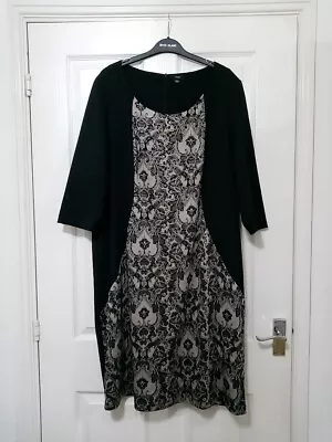 Magi Sculpt Control Black And Silver Midi Dress Size 26 • £5.99